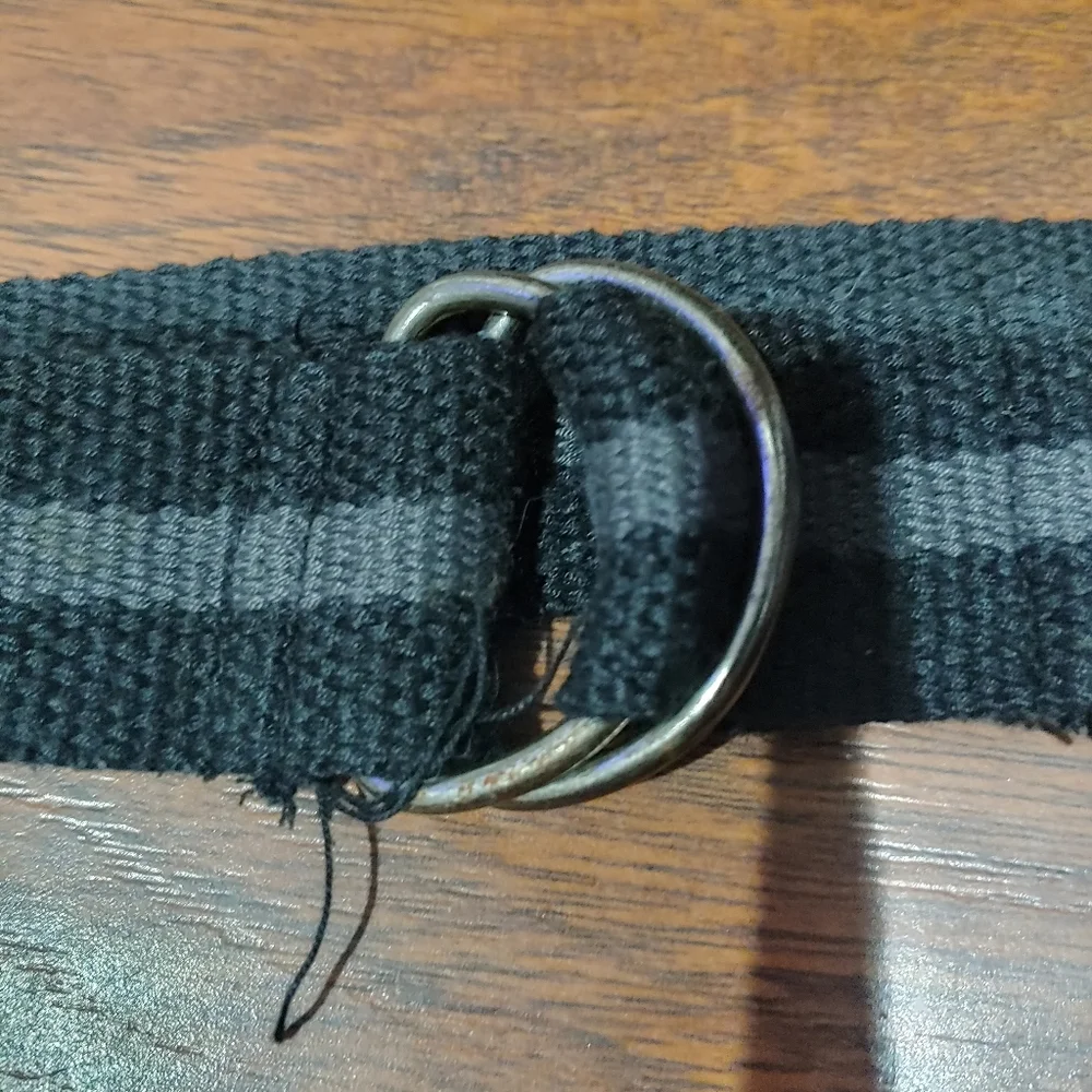 black & gray fabric belt
